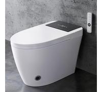 Toilettes intelligentes modernes avec bidet intégré, toilettes électriques, couvercle à ouverture/fermeture automatique, siège chauffant, double chasse automatique et capteur de pied, sans réservoir