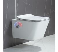 Toilettes suspendues avec douchette bidet intégrée, sans rebord, compatibles avec l'eau froide et chaude, incluant le siège de toilette