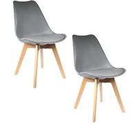 Toilinux - 2 Chaises design scandinaves rembourrées Cocooning - Gris - Cocooning Gris G