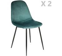 Toilinux - 2 Chaises design velours Giulia - Bleu canard - Giulia Bleu