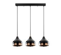 Opviq Suspension en métal à hauteur réglable YILDO - 3 abat-jours - L. 67 x H. 25/111 cm - Noir et cuivré