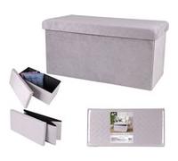 Toilinux - Banc de rangement pliable Kube en velours - Gris clair - Kube Gris clair G