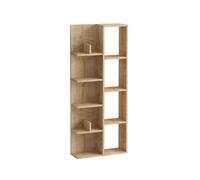 Toilinux - Bibliothèque asymétrique 4 niches et tablettes décor chêne ELORA - Marron - Elora
