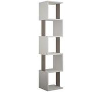 Toilinux - Bibliothèque Piri 161 cm - Blanc et Taupe - Piri Blanc G