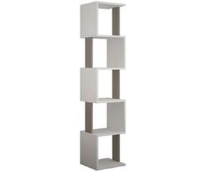 Toilinux - Bibliothèque Piri 161 cm - Blanc et Taupe - Piri Blanc G