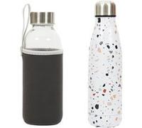 Toilinux - Coffret de 2 bouteilles 50 cl - 1 en verre et 1 isotherme - Multicouleur Noir G