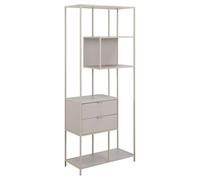 Bibliothèque 2 tiroirs et 4 étagères avec base en acier FERRO - Gris