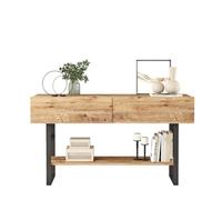Console 2 niches fermées Soléa en bois - Beige et noir