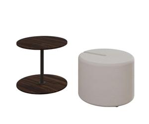 Toilinux.com Ensemble Table Basse et Pouf gigogne Orbit - Marron
