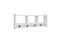 Toilinux.com Etagère Murale 3 niches et patères Hestia en en Bois - Blanc