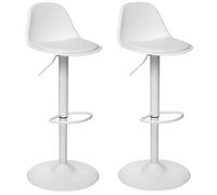 Toilinux.com Lot de 2 Chaises de Bar Aiko en polypropylène Ajustable - Blanc