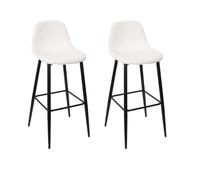 Toilinux.com Lot de 2 chaises de Bar côtelées Scott - Blanc