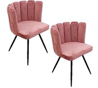 Toilinux.com Lot de 2 Chaises Design Effet Velours Ariel - Rose