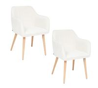 Toilinux.com Lot de 2 fauteuils à dîner en Bouclette VISOCA - Blanc