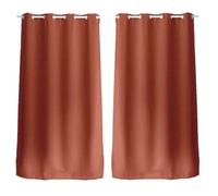 Toilinux.com Lot de 2 Rideaux occultants Basic à 8 œillets - 140 x 240 cm - Orange Terre Cuite