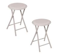Toilinux.com Lot de 2 tabourets d'appoint pliants en PVC - Beige