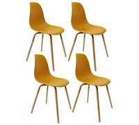 Lot de 4 Chaises scandinave Phenix en polypropylène et métal - Jaune Moutarde