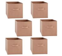 Toilinux.com Lot de 6 boîtes de Rangement en Tissu Mix N' MODUL - L. 31 x l. 31 x H. 31 cm - Nude