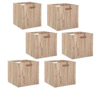 Toilinux.com Lot de 6 Cubes de Rangement 31 x 31 x 31 cm Mix n' Modul - Boîtes Effet Chêne Naturel en Bois MDF - Compatibles Meubles et Étagères à Cases - Design Scandinave