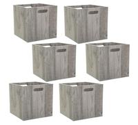 Toilinux.com Lot de 6 Cubes de Rangement Effet Bois MIX'N MODUL - L. 31 x l. 31 x H. 31 cm - Couleur chêne Gris