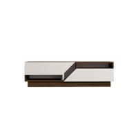 Toilinux.com Meuble TV 2 Portes basculantes Effet Bois Eliott - Marron et Blanc