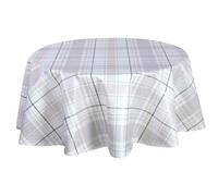 Toilinux.com Nappe en Toile cirée Ronde Carreau - Diam. 135 cm - Ecru