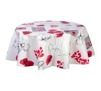 Toilinux.com Nappe en Toile cirée Ronde Coquelicot - Diam. 135 cm - Rouge