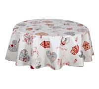 Toilinux.com Nappe en Toile cirée Ronde Motifs cœur Alsace - Diam. 135 cm