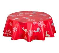 Toilinux.com Nappe en Toile cirée Ronde Rennes - Diam. 135 cm - Rouge