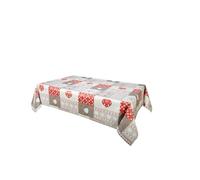 Toilinux.com Nappe Rectangulaire en Toile Cirée Rouge Chalet 140 x 240 cm - Haute Qualité Anti-Taches & Imperméable - Idéale pour Table de Cuisine, Fêtes et Décoration de Noël - Facile d'entretien