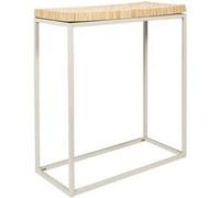 Console effet rondin de bois en métal et MDF - Blanc et beige.
