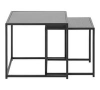 Toilinux - Duo de tables d'appoint encastrables en MDF et métal - Noir - Sireine Noir G