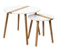 Duo de tables gigogne - Blanc et bois