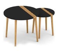 Duo de tables gigogne - Noir et bois