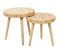 Duo de tables gigognes en MDF effet rondins de bois - Diam 40 cm x H. 40 cm et Diam. 35 cm x H. 35 cm