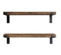 Toilinux - Ensemble de 2 étagères murales en bois et métal design industriel LAMO - L. 60 x l. 14 cm - Marron - Lamo Marron G
