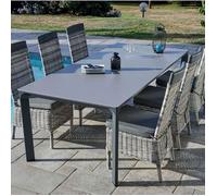 Ensemble table et 6 chaises de jardin en résine tressée 6 places FARO - Gris