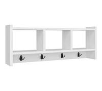 Etagère murale 3 niches et patères Hestia en en bois - Blanc