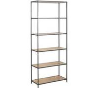 Grande Bibliothèque droite 5 niveaux en MDF et Métal - Noir et Beige