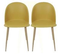 Toilinux - Lot 2 Chaises Scandinave Bergen - Jaune moutarde - Bergen Jaune G