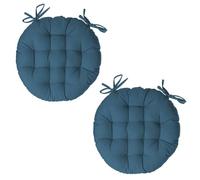 Atmosphera – Galette de chaise Alix ronde Diam. 38 cm – Lot de 2 Bleu