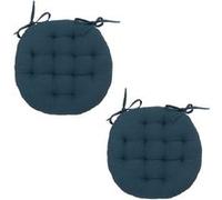 Toilinux - Lot 2x Galette de chaise ronde Alix - Diam. 38 cm - Bleu foncé bleu G
