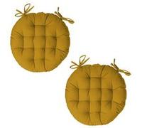 Lot 2x Galette de chaise ronde Alix - Diam. 38 cm - Jaune