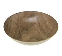 Toilinux - Lot 6x Assiette creuse design bois Mood - Diam. 20 cm - Marron - Natural Mood Marron G