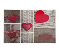 Toilinux - Lot 6x Set de table campagne Polycoeur - L. 43 x l. 28 cm - Gris - Coeur Gris G