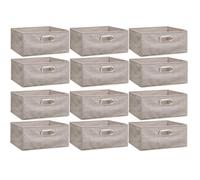 Lot de 12 Boites de rangement en tissu l.31 x h. 15 cm - Beige chiné
