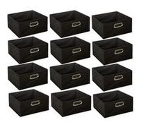 Lot de 12 boites de rangement carrées en tissu MIX 'N MODUL - L.31 x l.31 x H.15 cm - Noir