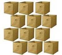Lot de 12 cubes de rangement pliables en tissus avec poignée - 30x30x30cm - Jaune Ananas