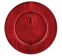 Toilinux - Lot de 12 dessous d'assiette effet bois D. 33 cm - Rouge