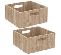 Toilinux - Lot de 2 Boîtes de rangement carrée en MDF - L. 31 x H. 15 cm - Beige, effet bois